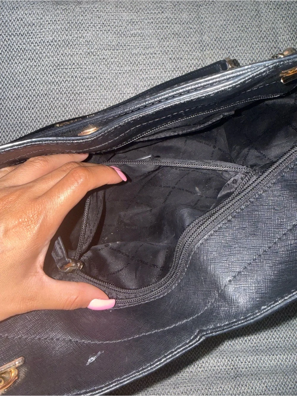 Michael Kors Black Saffiano Tote with Gold Chain Straps